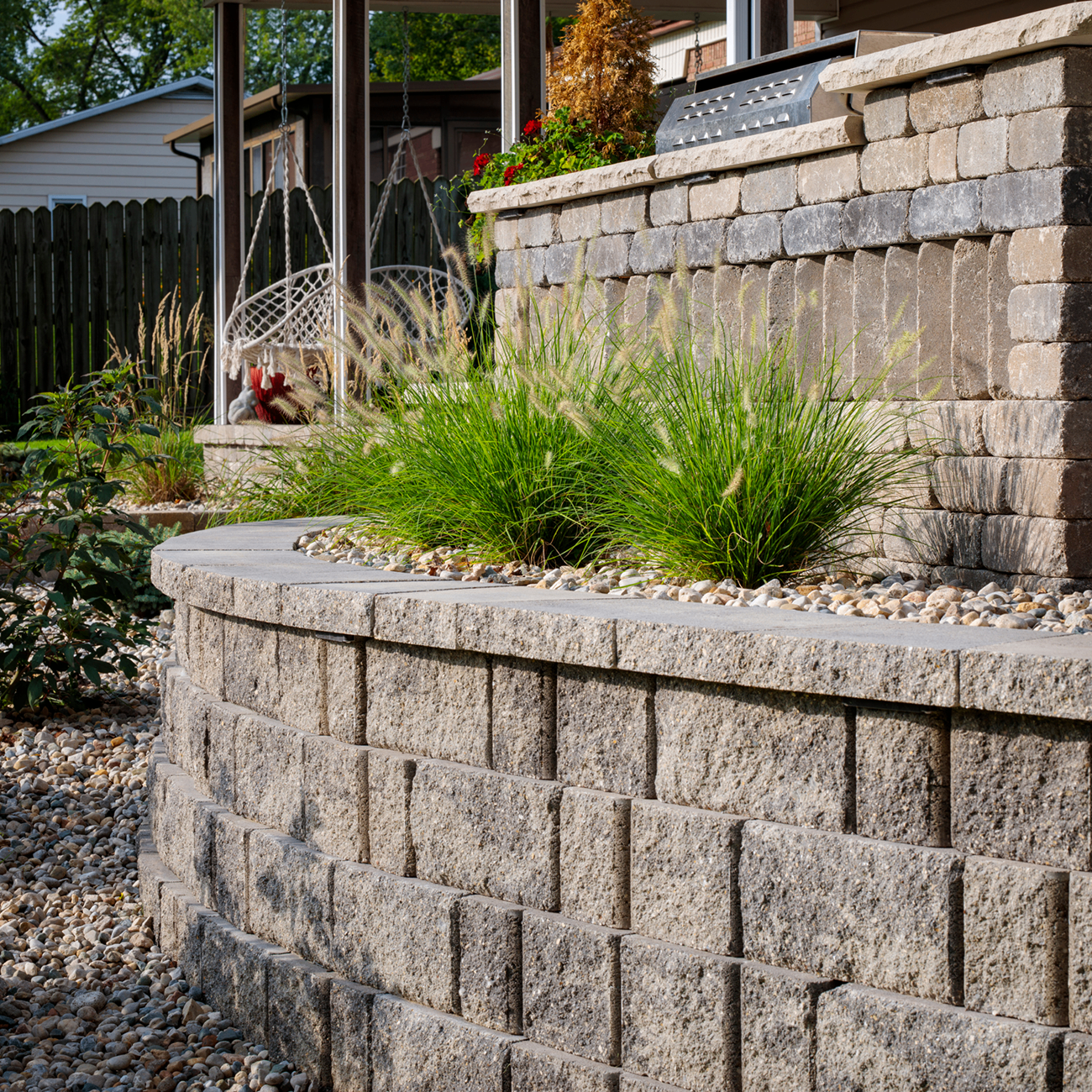 Engineered retaining wall installation Houston TX — Right Angle Home & Outdoors, drainage-integrated retaining systems for Memorial and Heights properties